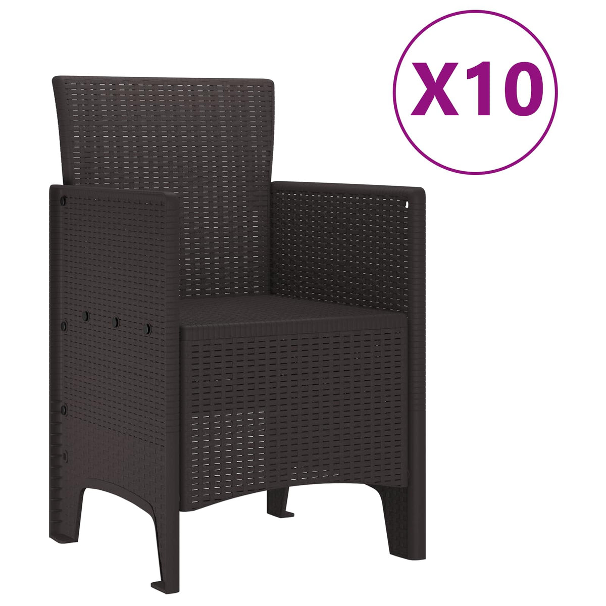 vidaXL Garden Dining Set 11 pcs Brown Polypropylene 5