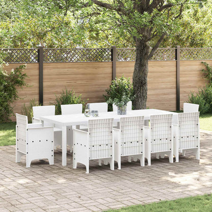 vidaXL Garden Dining Set 11 pcs White Polypropylene 1
