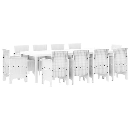 vidaXL Garden Dining Set 11 pcs White Polypropylene 2