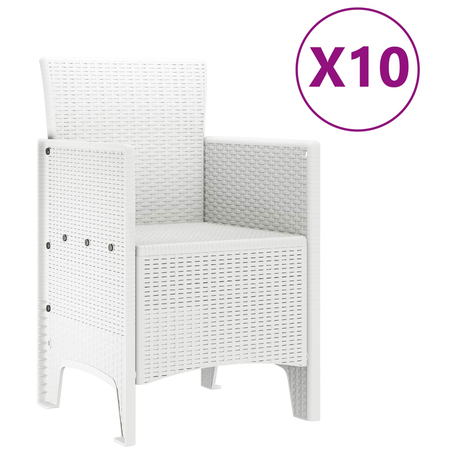 vidaXL Garden Dining Set 11 pcs White Polypropylene 5