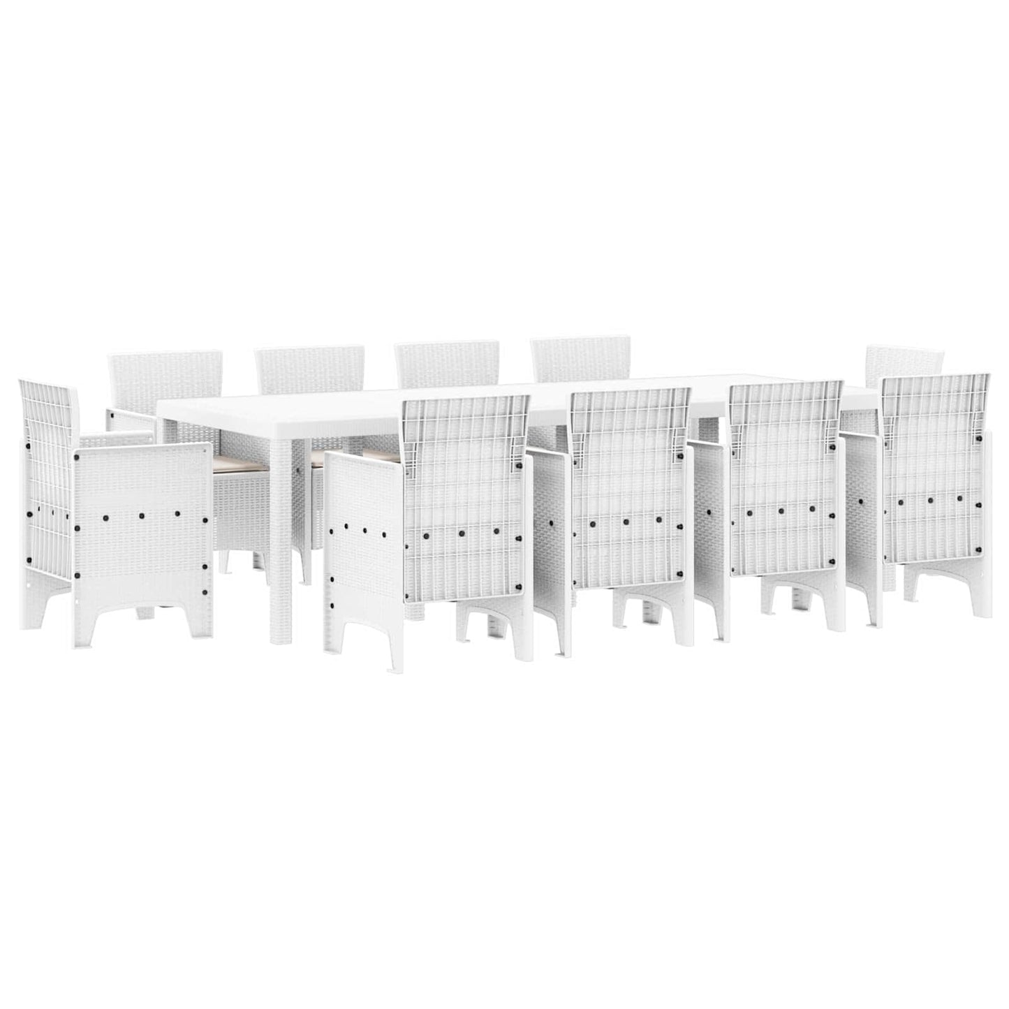 vidaXL Garden Dining Set 11 pcs White Polypropylene 2