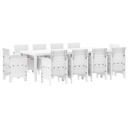 vidaXL Garden Dining Set 11 pcs White Polypropylene 2