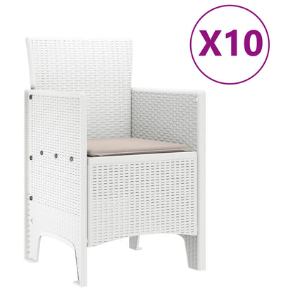 vidaXL Garden Dining Set 11 pcs White Polypropylene 5