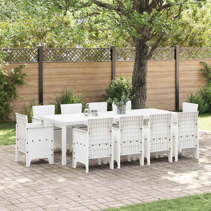 vidaXL Garden Dining Set 11 pcs White Polypropylene 1