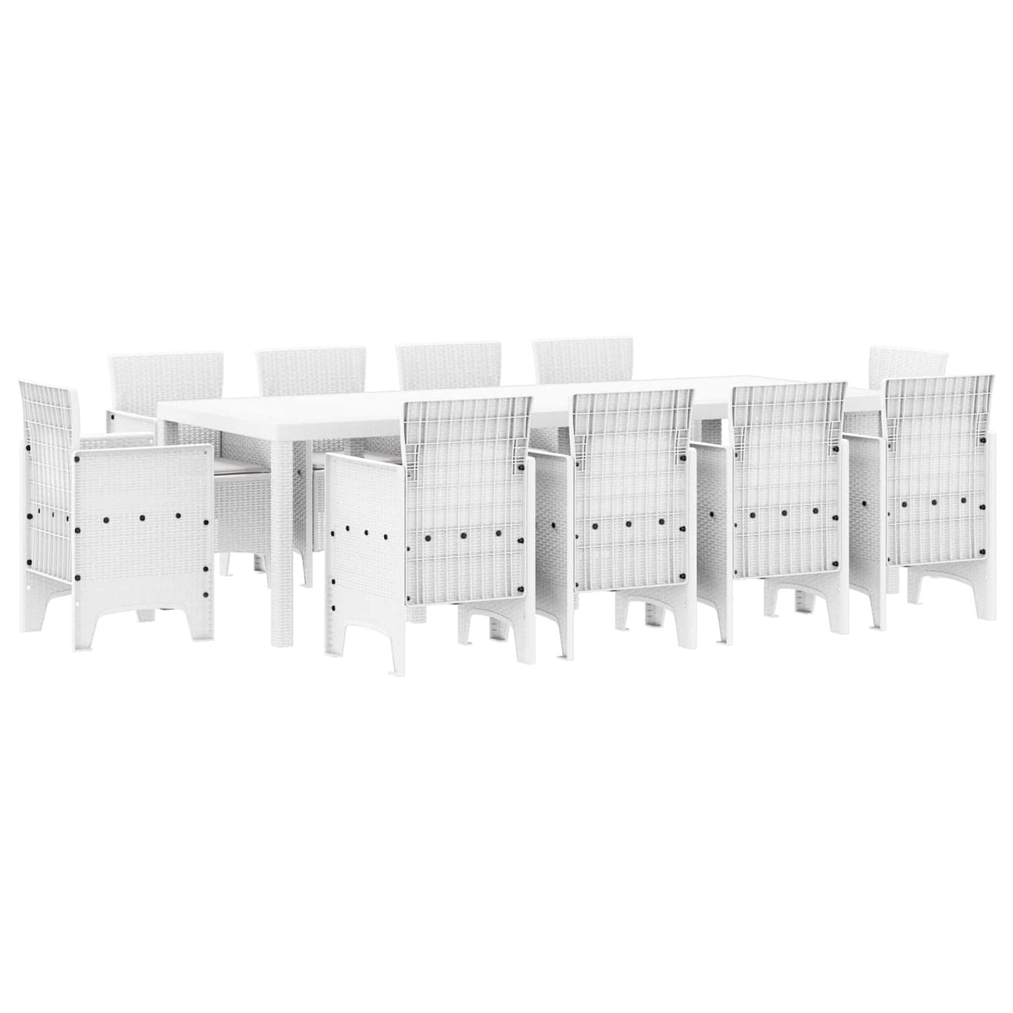 vidaXL Garden Dining Set 11 pcs White Polypropylene 2