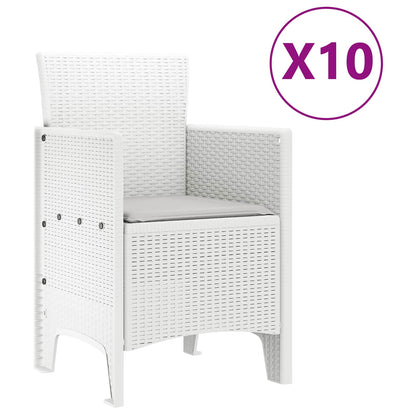 vidaXL Garden Dining Set 11 pcs White Polypropylene 5