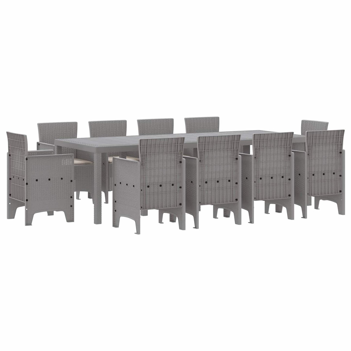 vidaXL Garden Dining Set 11 pcs Light Grey Polypropylene 2