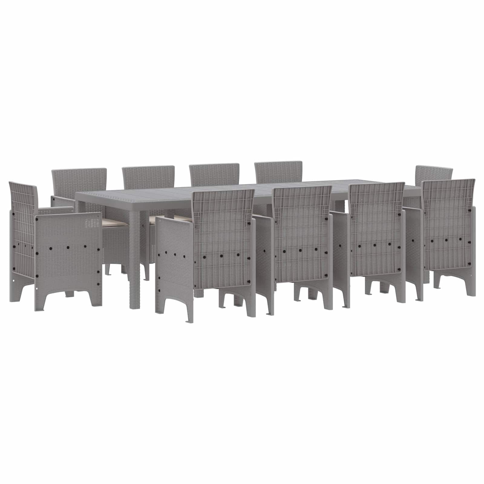 vidaXL Garden Dining Set 11 pcs Light Grey Polypropylene 2