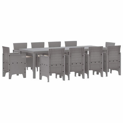 vidaXL Garden Dining Set 11 pcs Light Grey Polypropylene 2