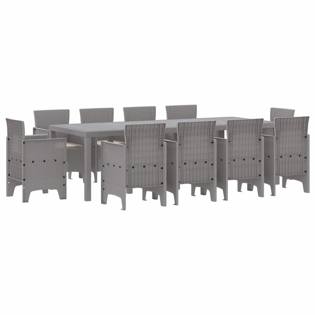 Garden Dining Set 9 pcs Polypropylene Light grey Taupe 10-Seater