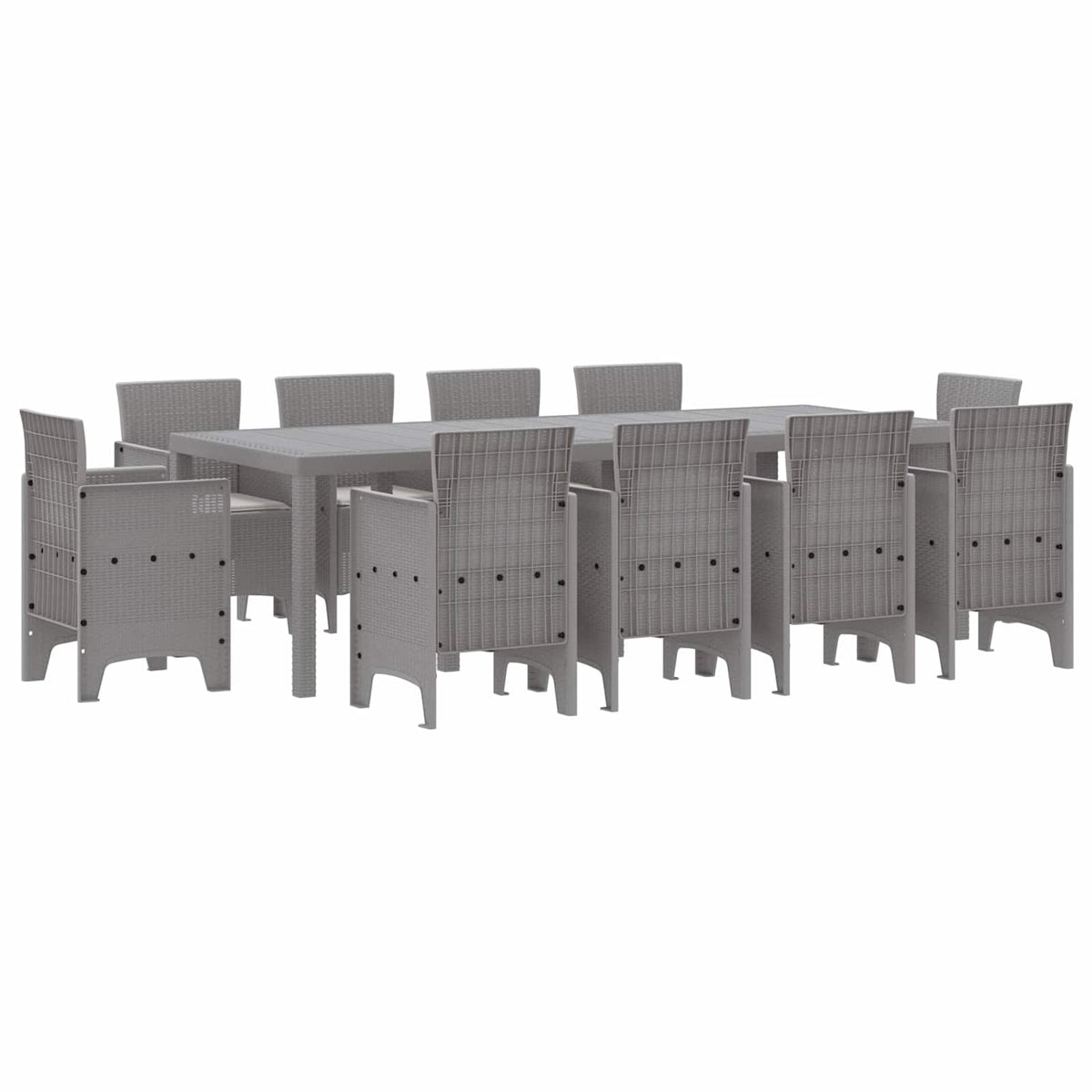 Garden Dining Set 9 pcs Polypropylene Light grey Light grey 10-Seater