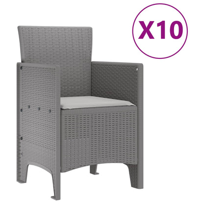 vidaXL Garden Dining Set 11 pcs Light Grey Polypropylene 5