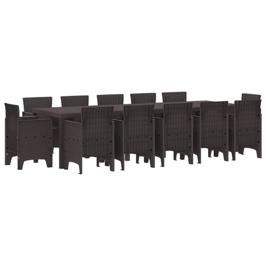 vidaXL Garden Dining Set 13 pcs Brown Poly rattan 1