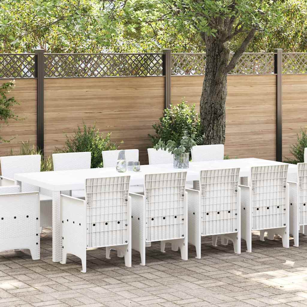vidaXL Garden Dining Set 13 pcs White Poly rattan 1