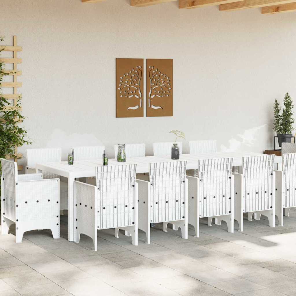 vidaXL Garden Dining Set 13 pcs White Poly rattan 3