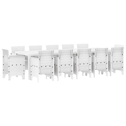 vidaXL Garden Dining Set 13 pcs White Poly rattan 2