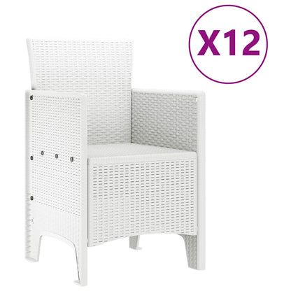 vidaXL Garden Dining Set 13 pcs White Poly rattan 5