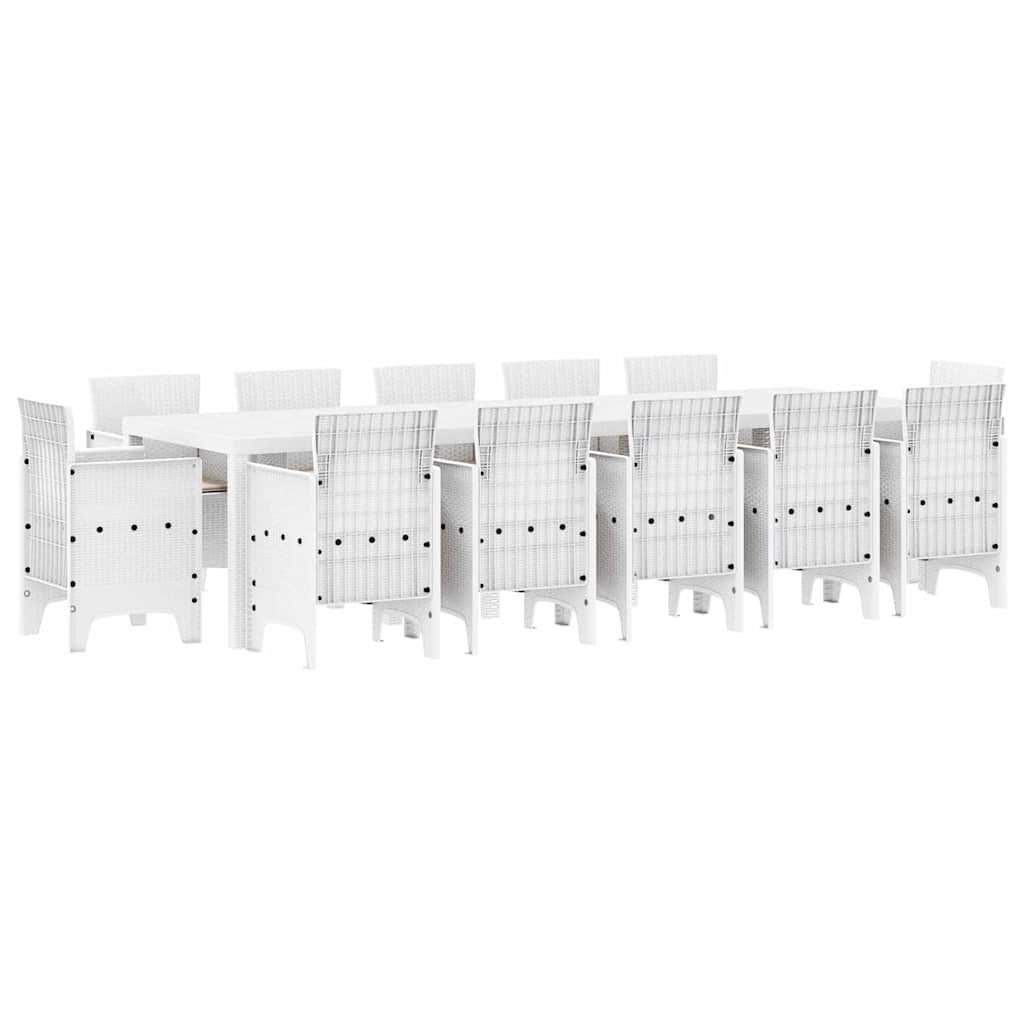 vidaXL Garden Dining Set 13 pcs White and Light grey 2