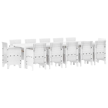 vidaXL Garden Dining Set 13 pcs White and Light grey 2