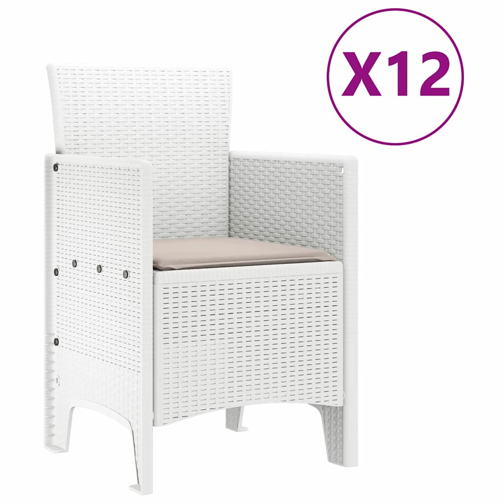 vidaXL Garden Dining Set 13 pcs White and Light grey 5