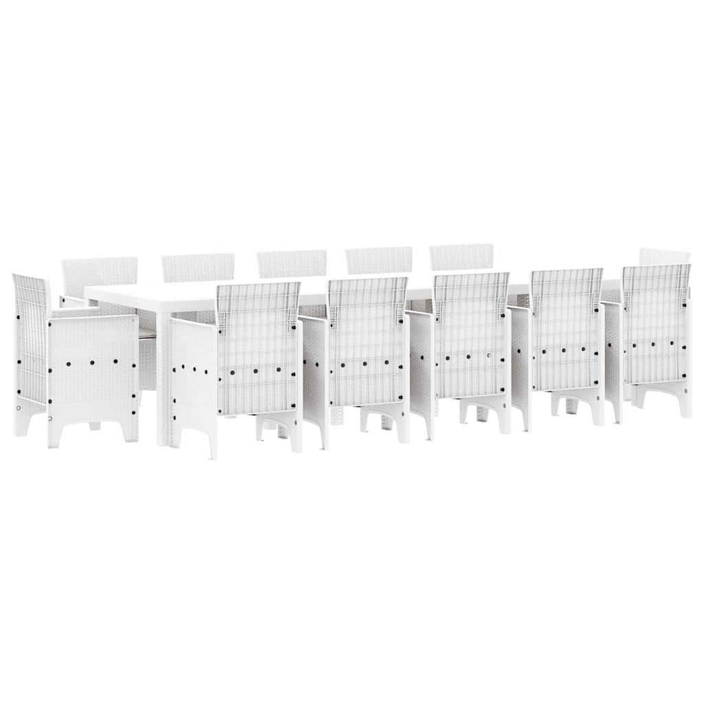 vidaXL Garden Dining Set 13 pcs White and Light grey 2