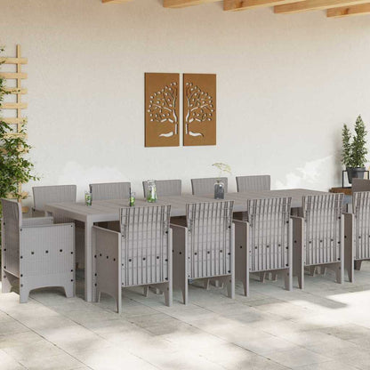 Garden Dining Set 13 pcs Poly rattan Light grey without cushion 12-seater