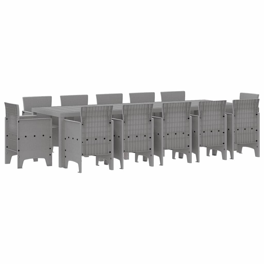 vidaXL Garden Dining Set 13 pcs Light Grey Poly rattan 2