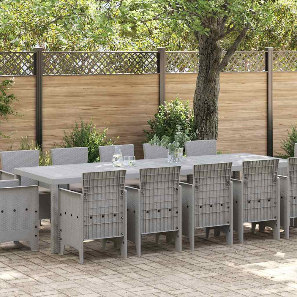 vidaXL Garden Dining Set 13 pcs Light grey Poly rattan
