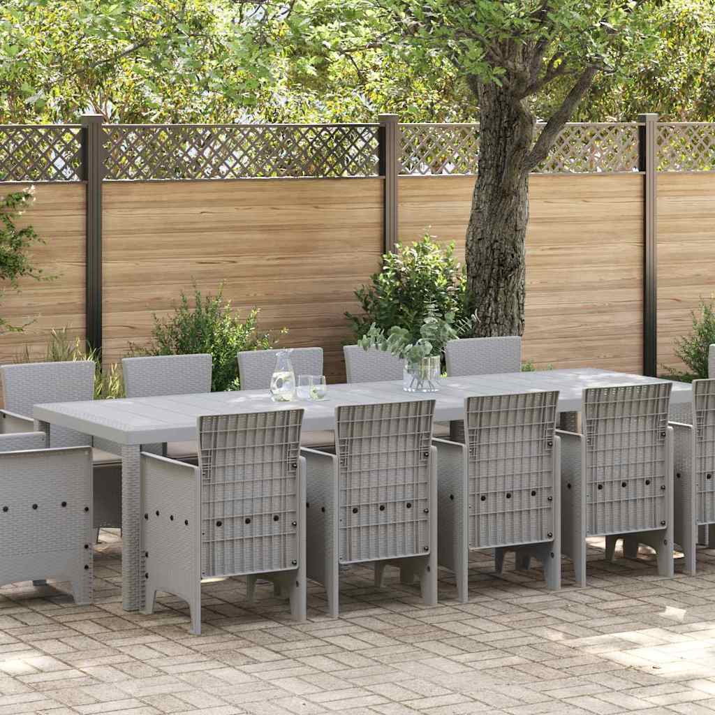 vidaXL Garden Dining Set 13 pcs Light grey Poly rattan 1