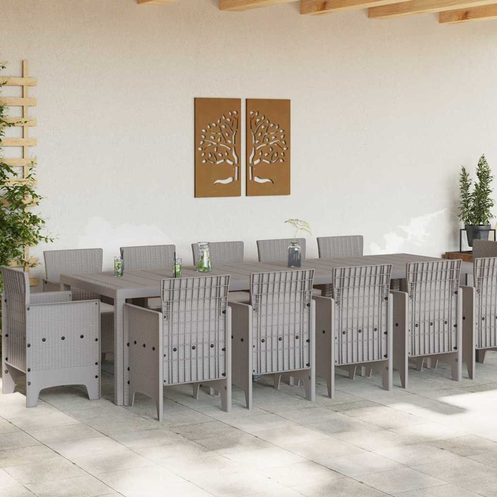 vidaXL Garden Dining Set 13 pcs Light grey Poly rattan 3