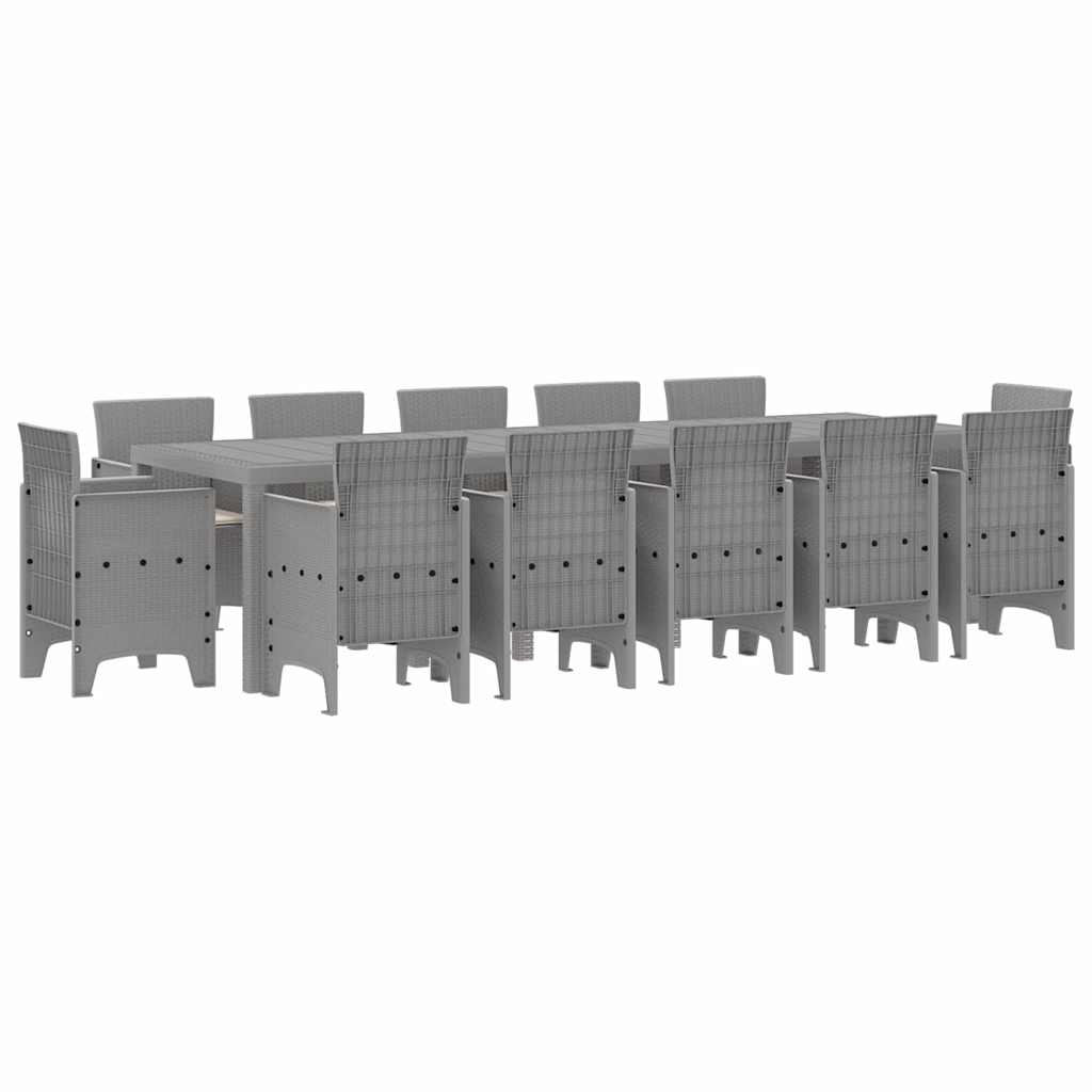 vidaXL Garden Dining Set 13 pcs Light grey Poly rattan 2