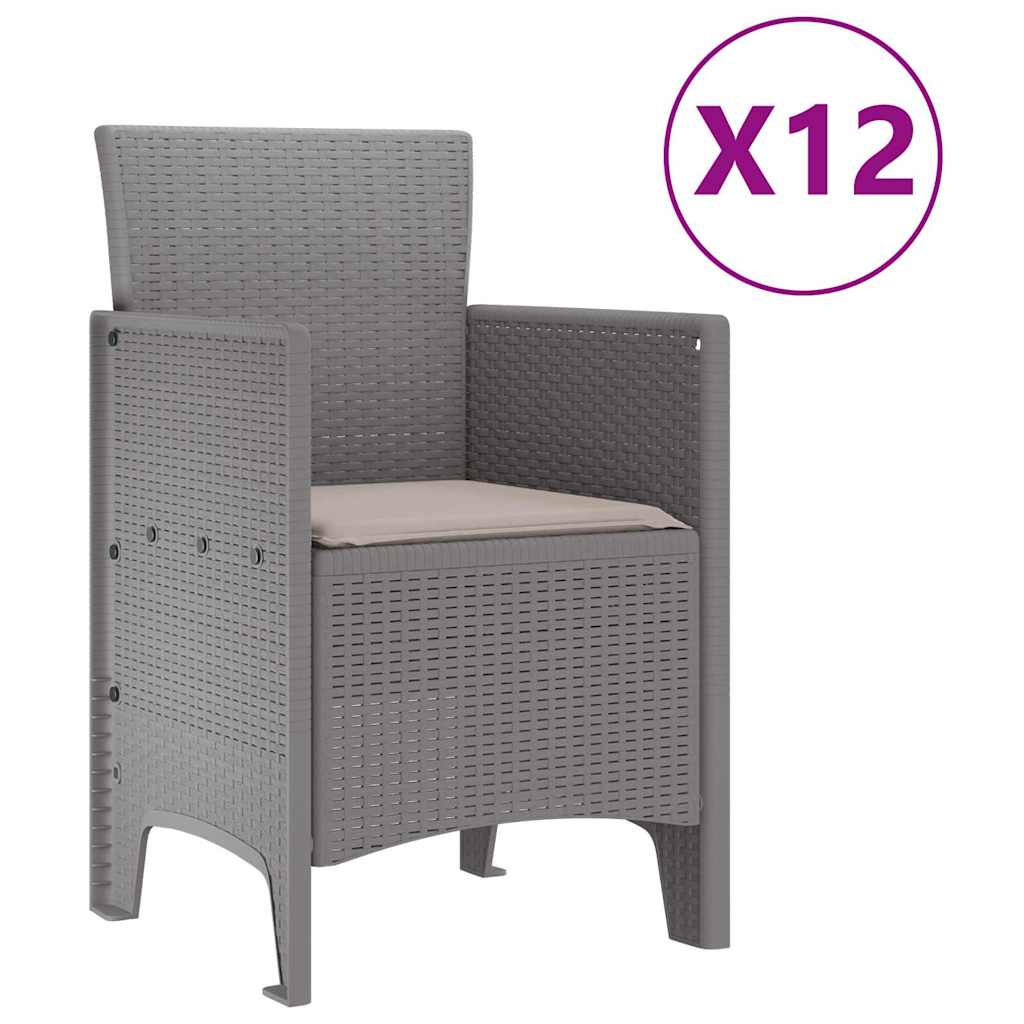 vidaXL Garden Dining Set 13 pcs Light grey Poly rattan 5