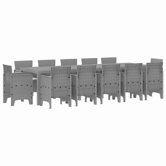 vidaXL Garden Dining Set 13 pcs Light Grey Poly rattan 2