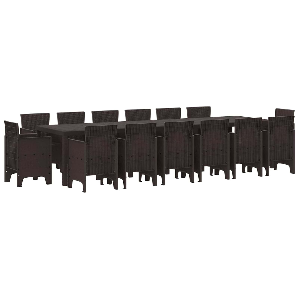 vidaXL Garden Dining Set 15 pcs Brown Polt rattan 1