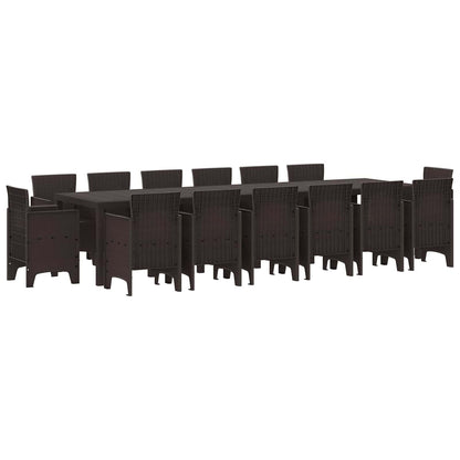 vidaXL Garden Dining Set 15 pcs Brown Polt rattan 1