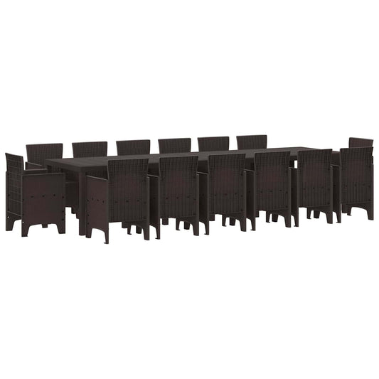 vidaXL Garden Dining Set 15 pcs Brown Polt rattan 1