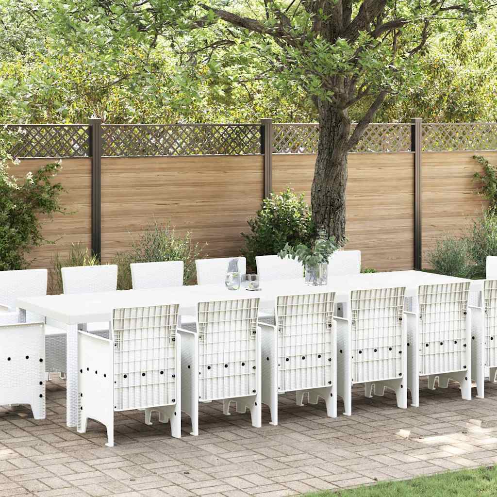 vidaXL Garden Dining Set 15 pcs White Polt rattan 1