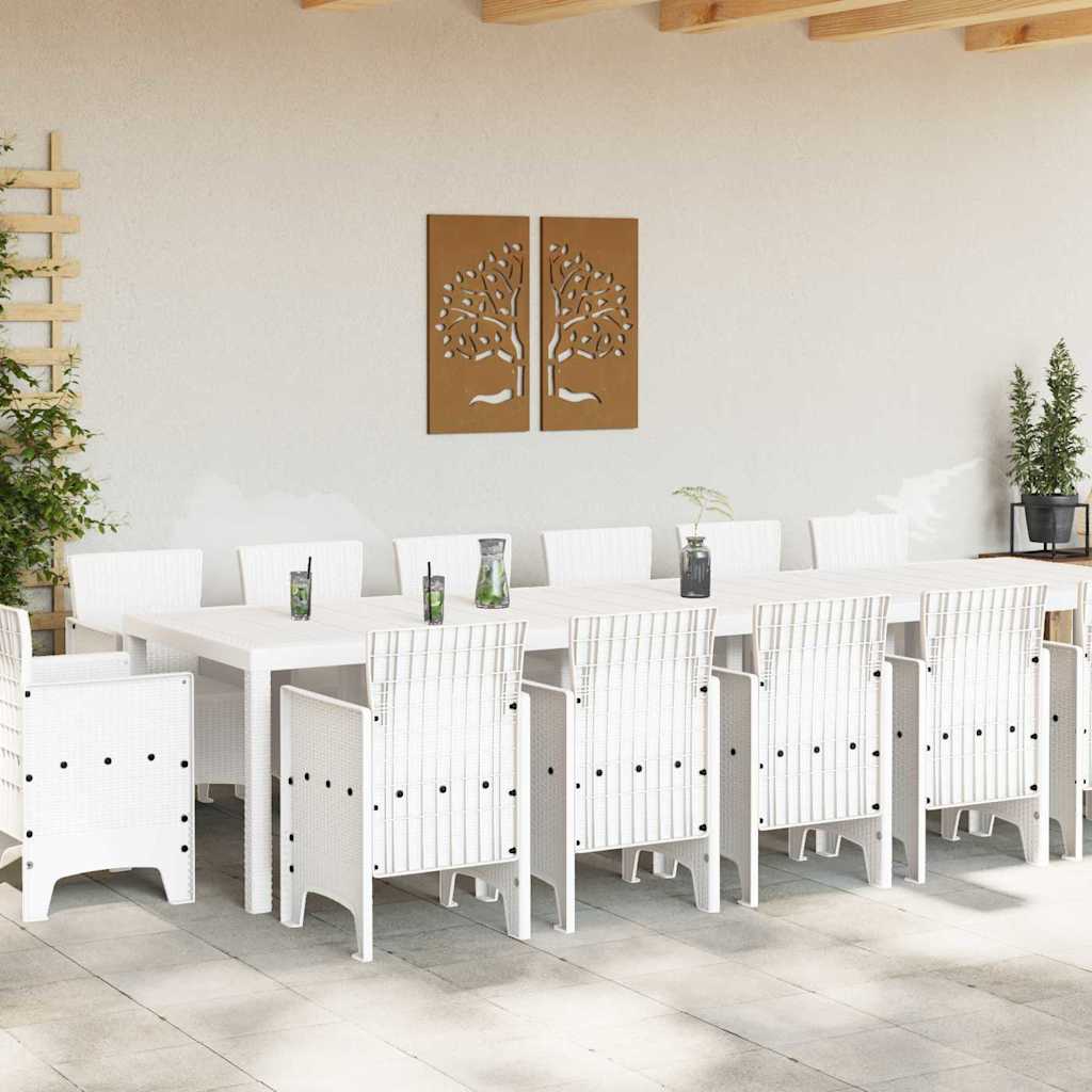 vidaXL Garden Dining Set 15 pcs White Polt rattan 3