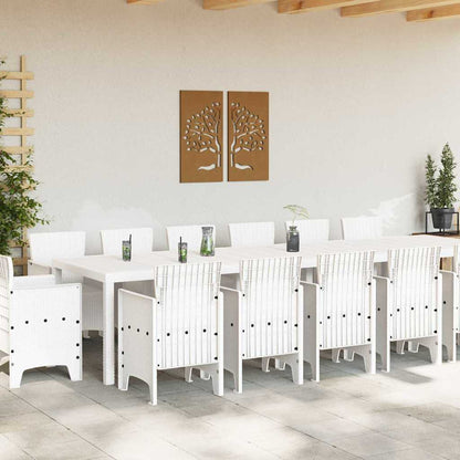vidaXL Garden Dining Set 15 pcs White Polt rattan 3