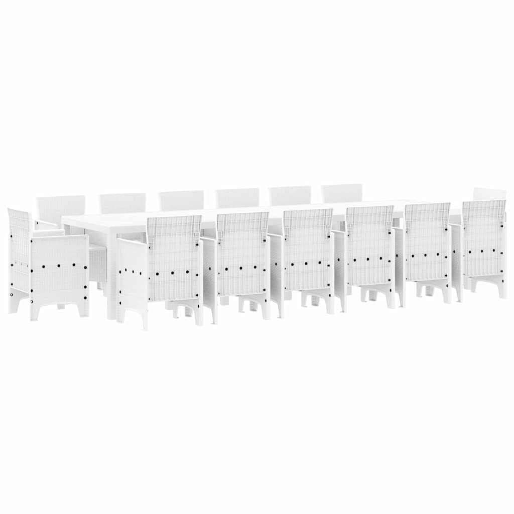 vidaXL Garden Dining Set 15 pcs White Polt rattan 2