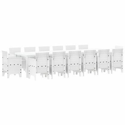 vidaXL Garden Dining Set 15 pcs White Polt rattan 2