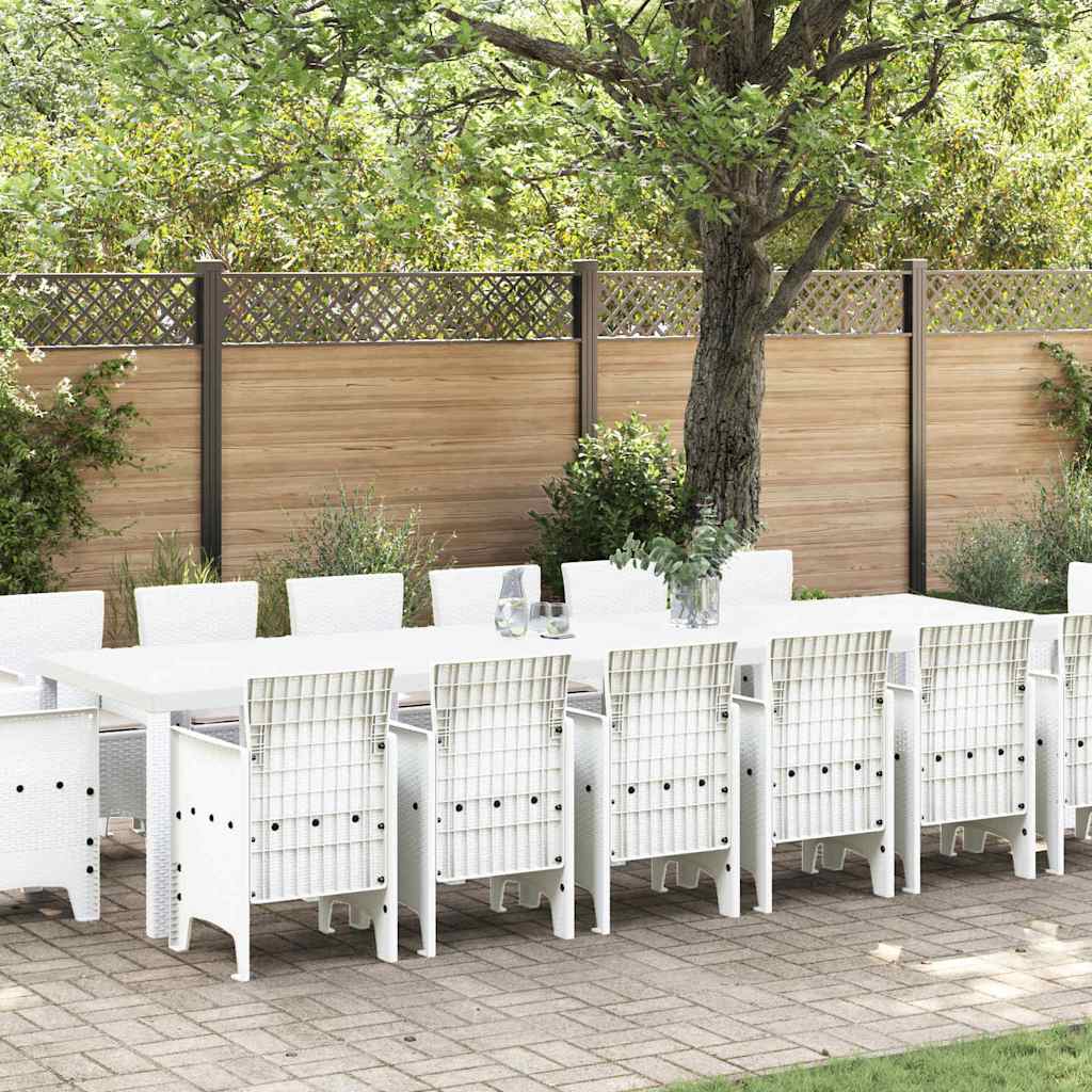 vidaXL Garden Dining Set 15 pcs White Polt rattan 1