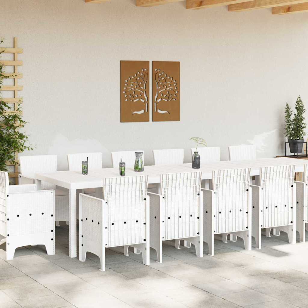 vidaXL Garden Dining Set 15 pcs White Polt rattan 3