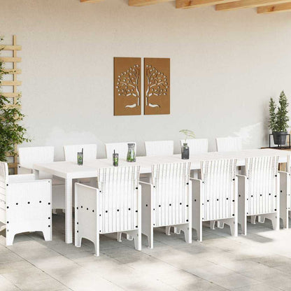 vidaXL Garden Dining Set 15 pcs White Polt rattan 3