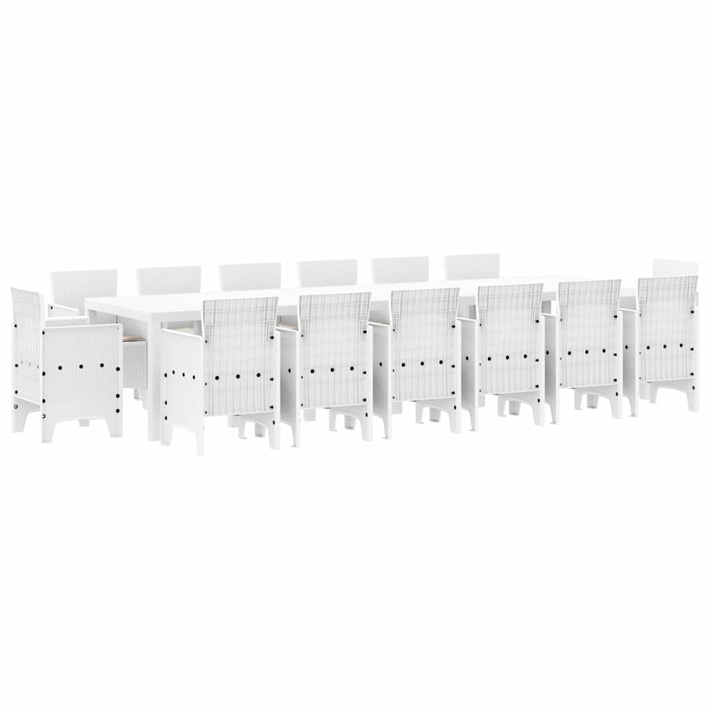 vidaXL Garden Dining Set 15 pcs White Polt rattan 2