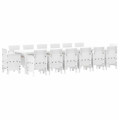 vidaXL Garden Dining Set 15 pcs White Polt rattan 2