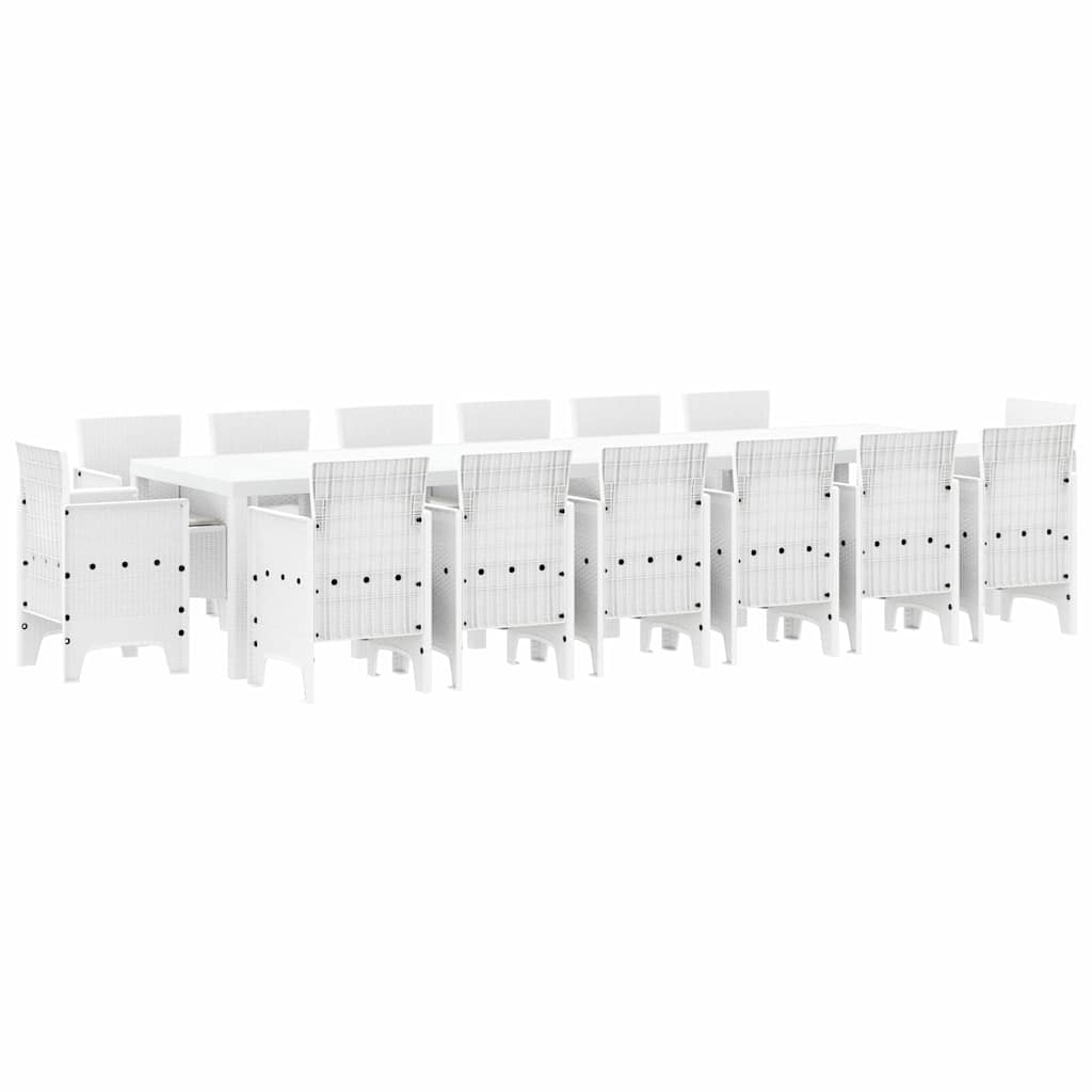vidaXL Garden Dining Set 15 pcs White Polt rattan 2