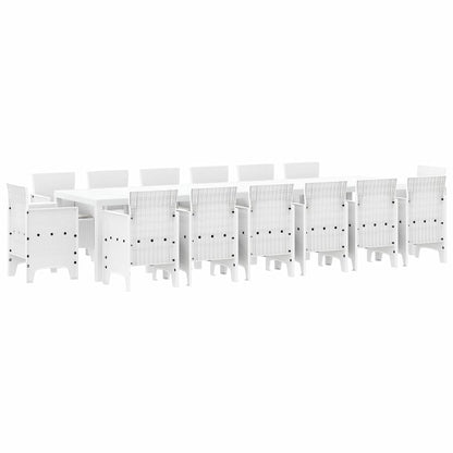 vidaXL Garden Dining Set 15 pcs White Polt rattan 2