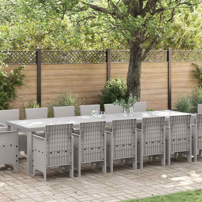 Garden Dining Set 15 pcs Polt rattan Light grey Taupe 14-seater