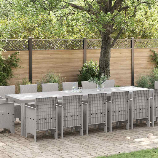 vidaXL Garden Dining Set 15 pcs Light Grey Polt rattan 1